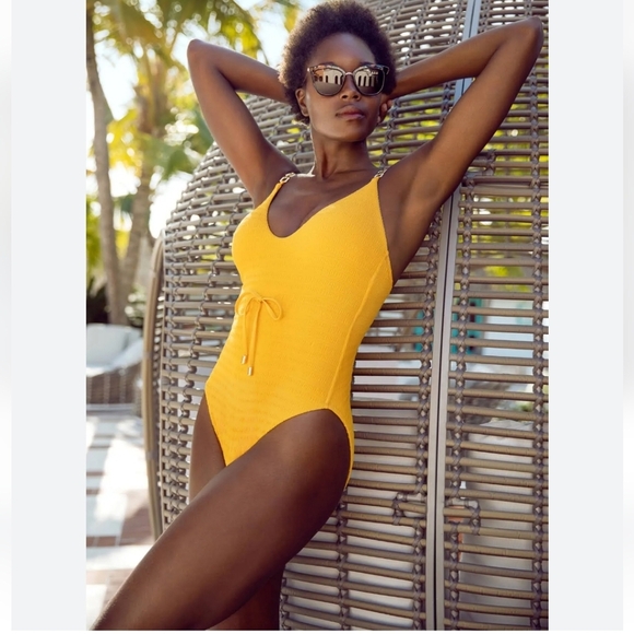 Trina Turk Women's Swimsuit Standard Deep Plunge V-Neck One Piece Swimsuit - Picture 8 of 11